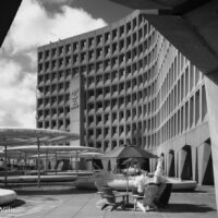 The Robert C. Weaver Federal Building (formerly HUD), east side and plaza.