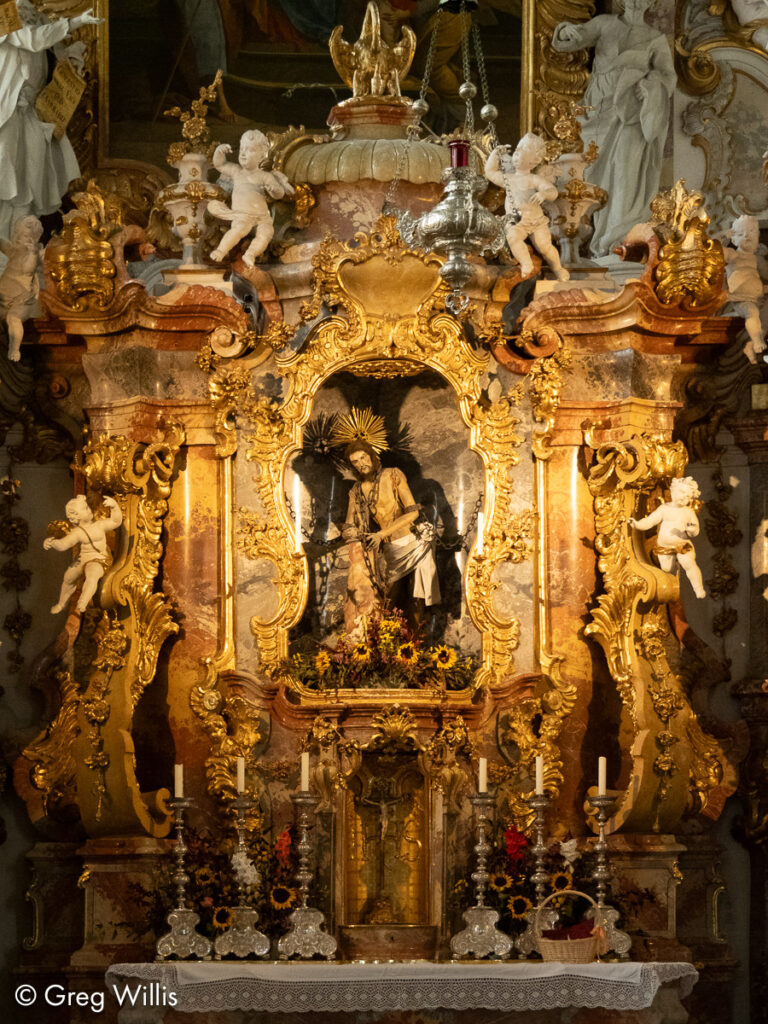 The wooden figure of the scourged Saviour that, in 1738, tears were seen, thereby creating the pilgrimage site.