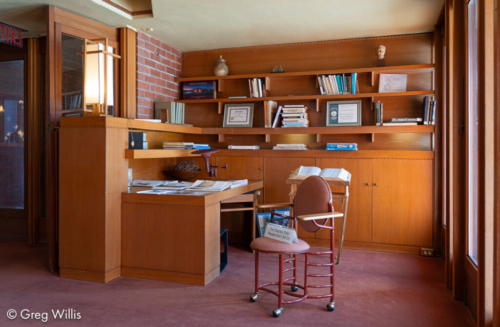 Desk in music room area