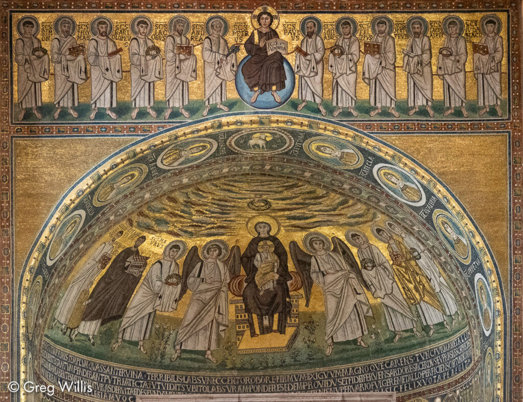 Jesus & Apostles (top), Mary & Saints (bottom)
